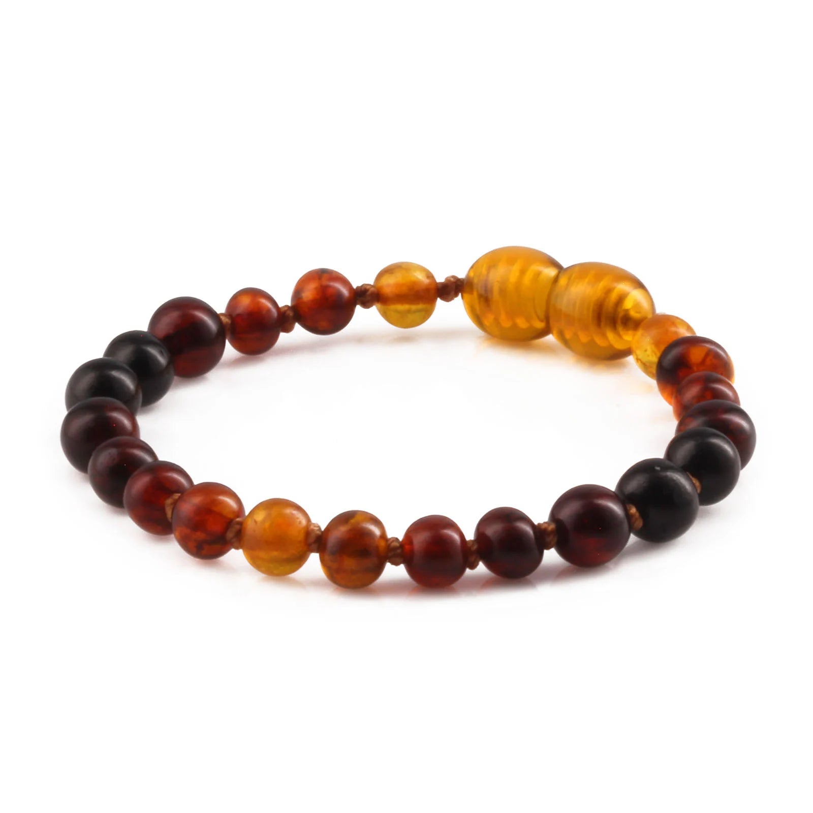 Baltic Amber Teething Bracelet. Baroque Rainbow 5mm - XB55RB3