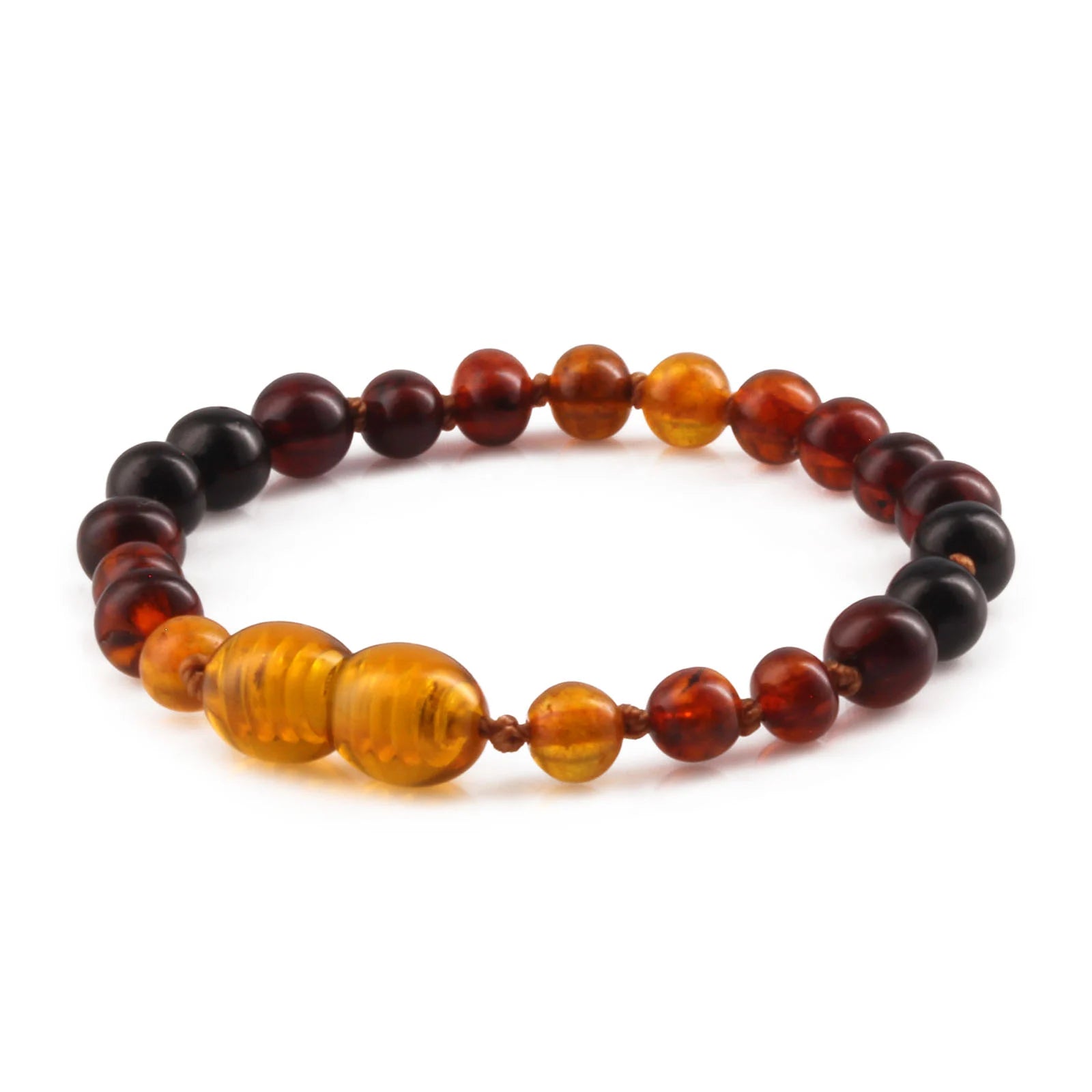 Baltic Amber Teething Bracelet. Baroque Rainbow 5mm - XB55RB3
