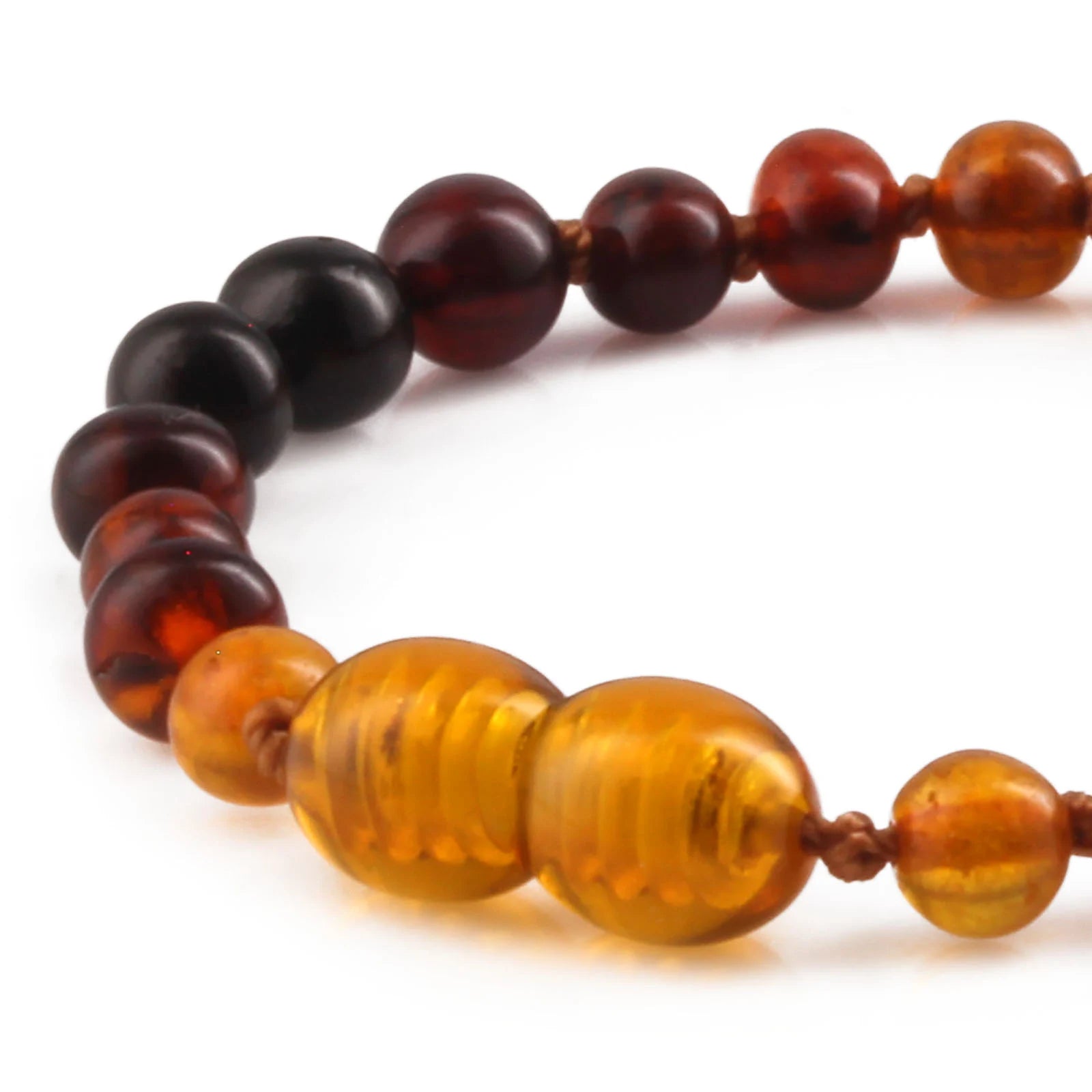 Baltic Amber Teething Bracelet. Baroque Rainbow 5mm - XB55RB3