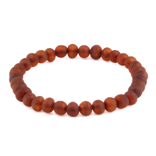 Cognac Baltic amber baroque adult bracelet