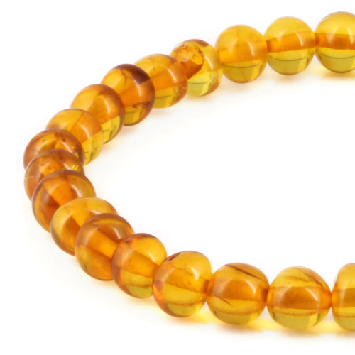 Adult Baltic Amber Bracelet. Baroque Light Cognac 6mm - XB65LC