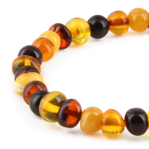 Adult Baltic Amber Bracelet. Baroque Multicolour 6mm - XB65M