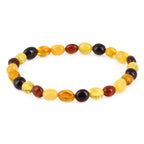 Adult Baltic Amber Bracelet. Olive Multicolour 5mm - XO54M