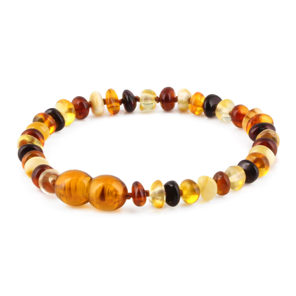 Natural Baltic Amber Junior Bracelet. Roundel Multicolour 5mm - XR53M