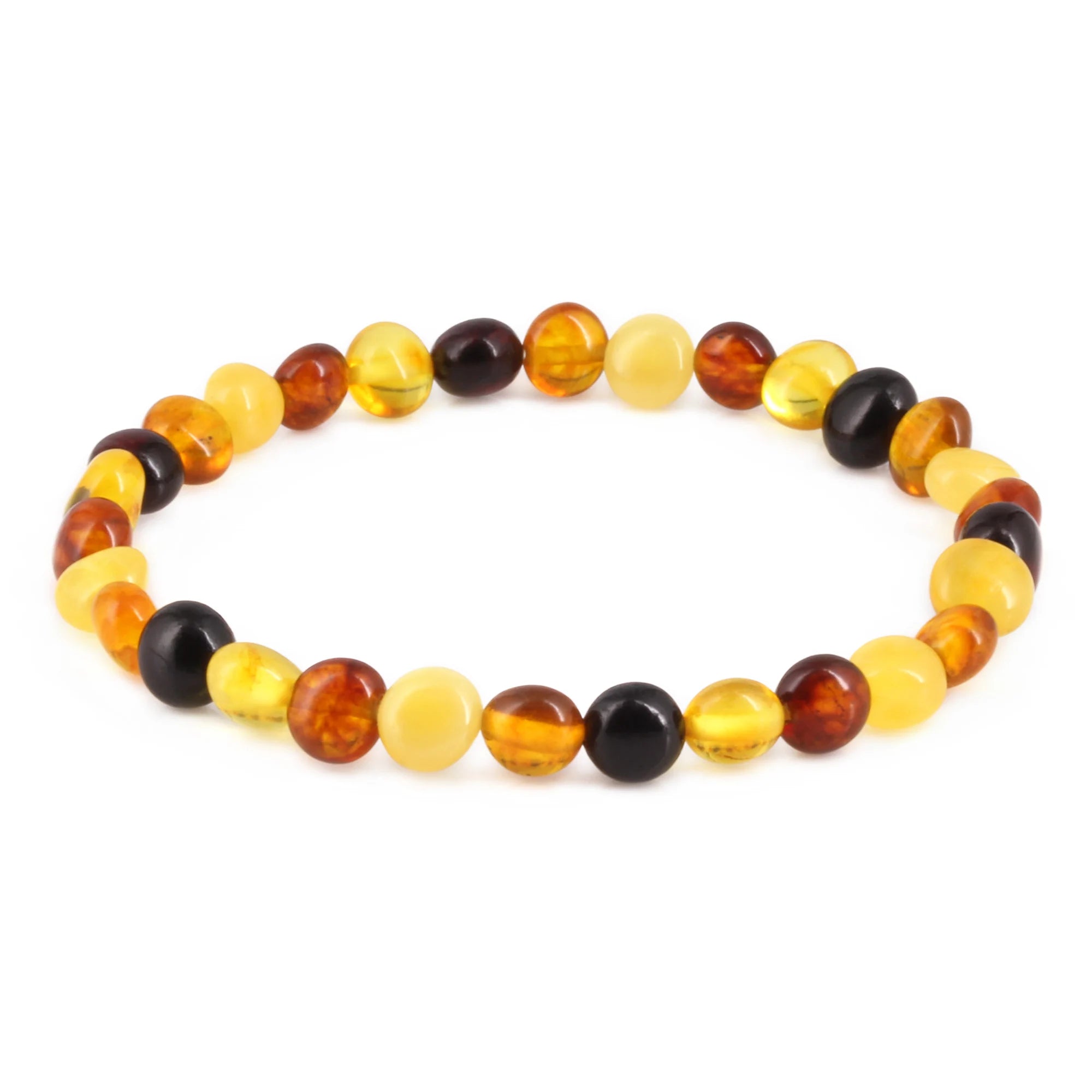 Adult Baltic Amber Bracelet. Side Drill Multicolour 6mm - XS64M