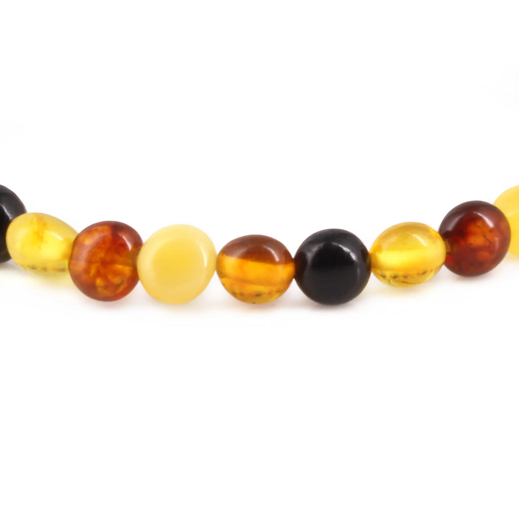 Adult Baltic Amber Bracelet. Side Drill Multicolour 6mm - XS64M