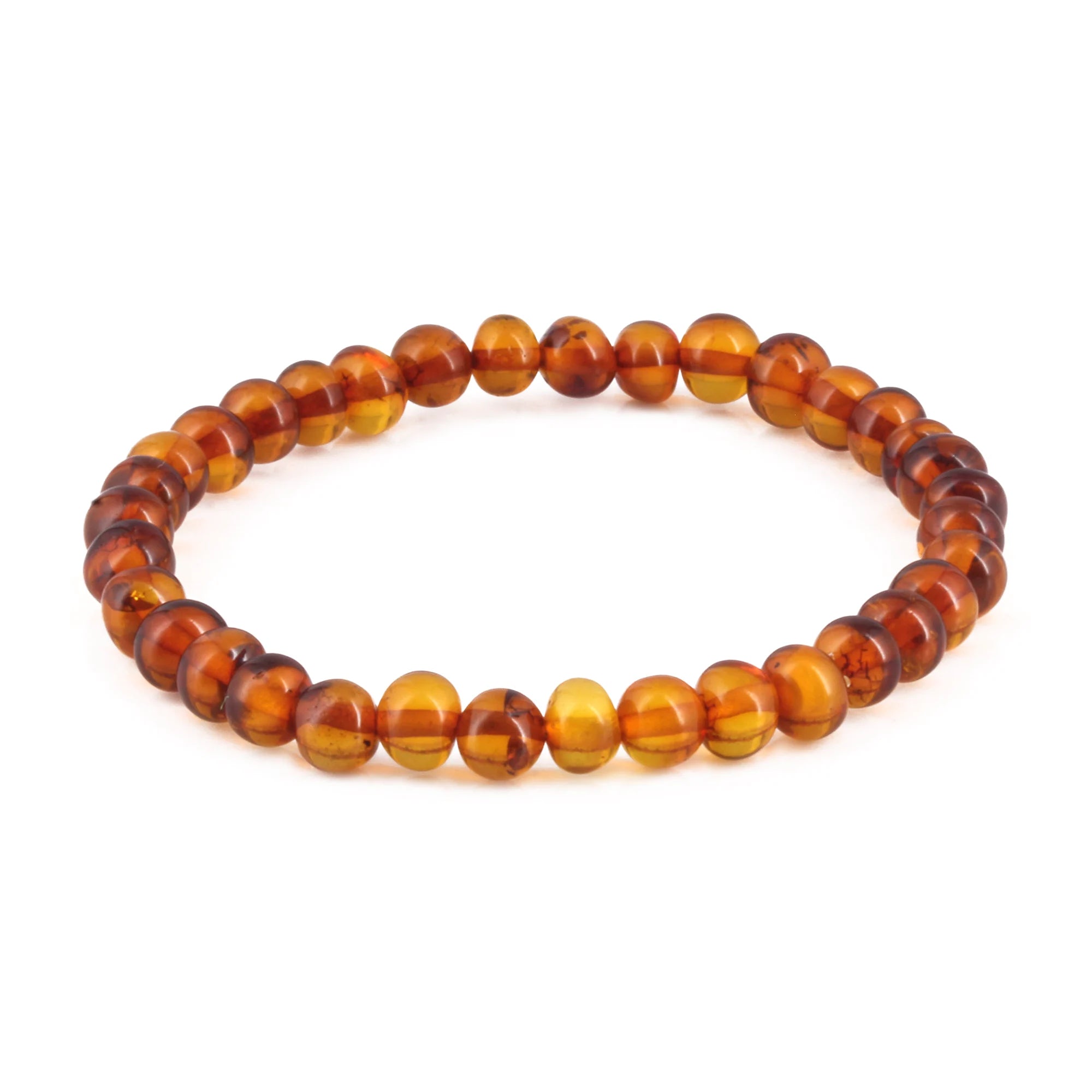 Adult Baltic Amber Bracelet. Baroque Cognac 6mm - XB65C