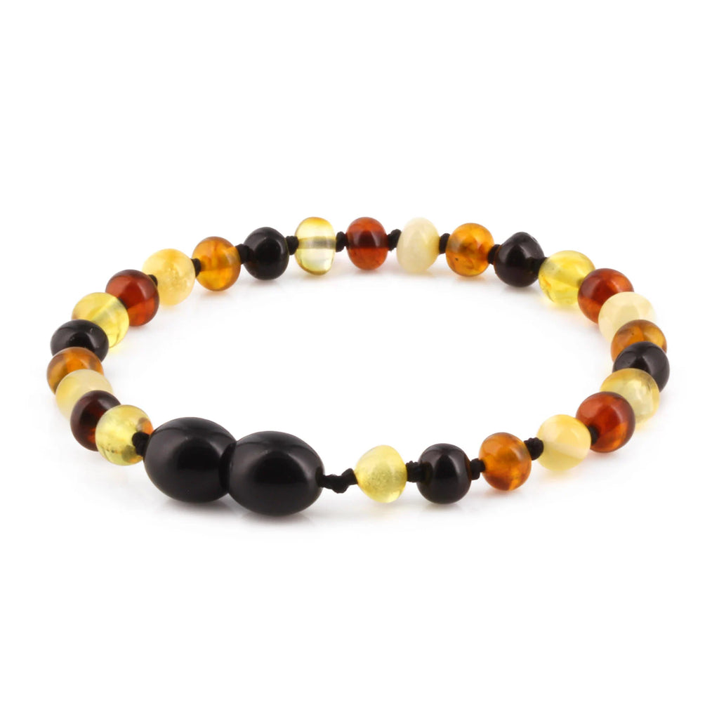 Natural Baltic Amber Junior Bracelet. Baroque Multicolour 5mm - XB54M2