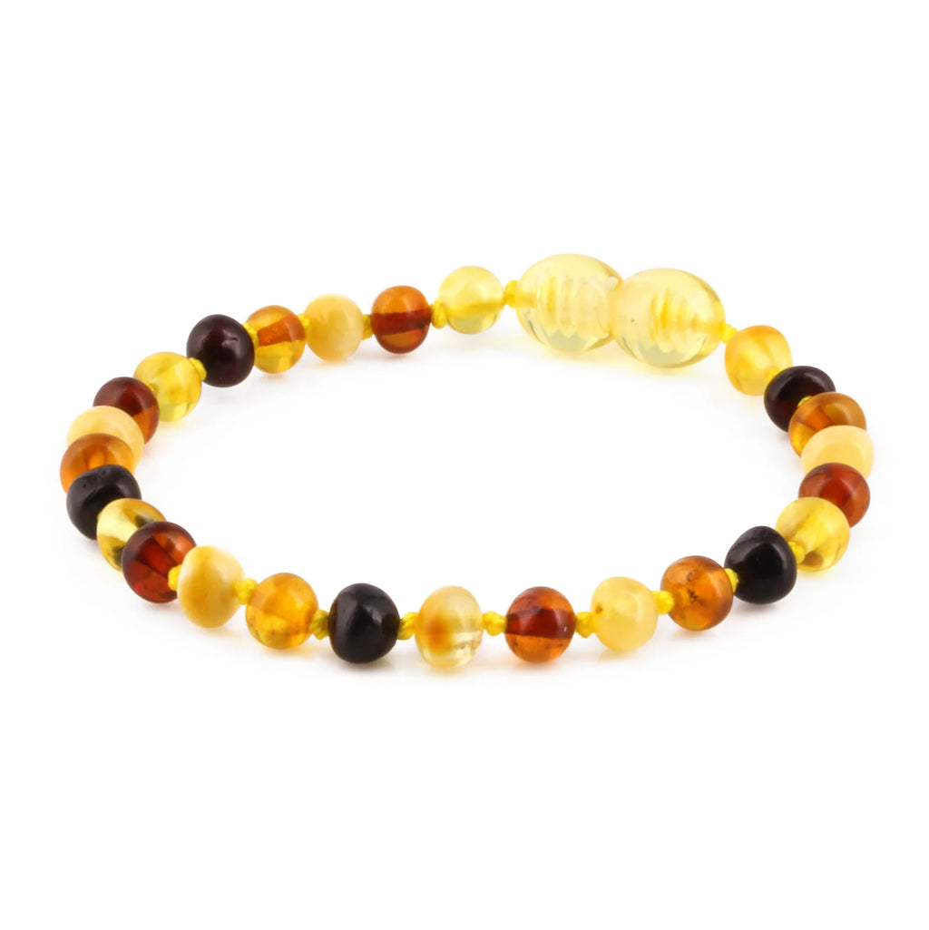 Natural Baltic Amber Junior Bracelet. Baroque Multicolour 5mm - XB54M1