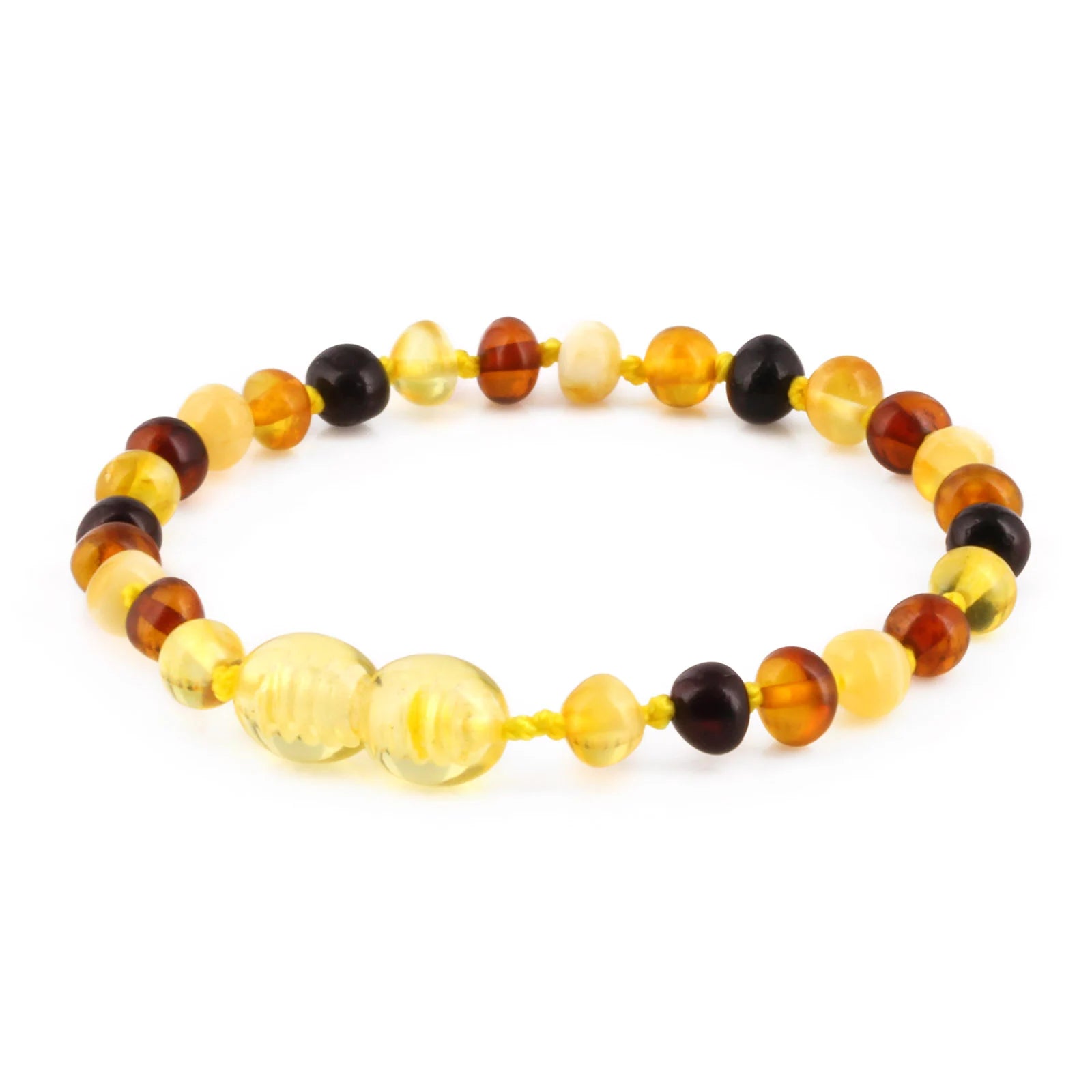 Natural Baltic Amber Junior Bracelet. Baroque Multicolour 5mm - XB54M1