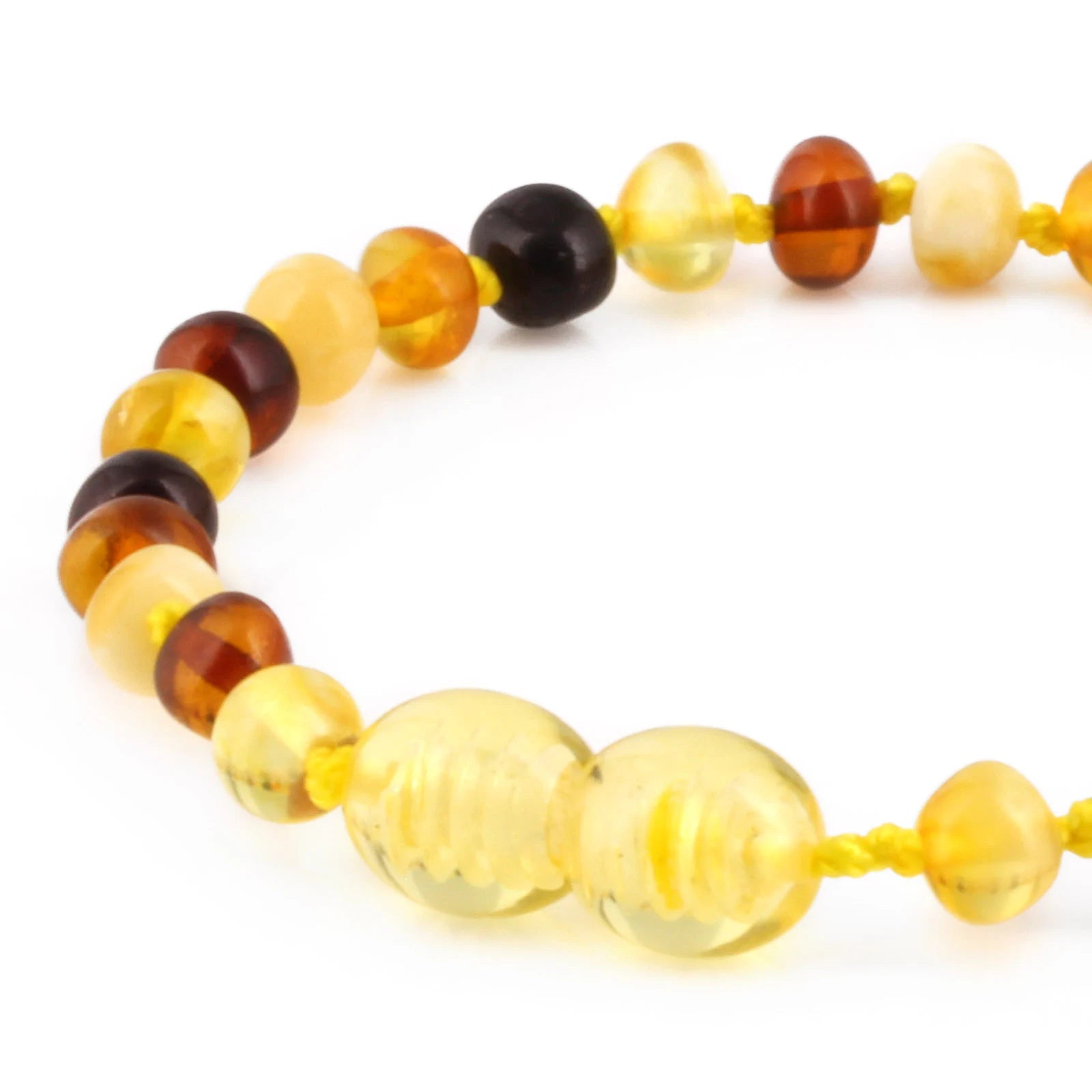Natural Baltic Amber Junior Bracelet. Baroque Multicolour 5mm - XB54M1