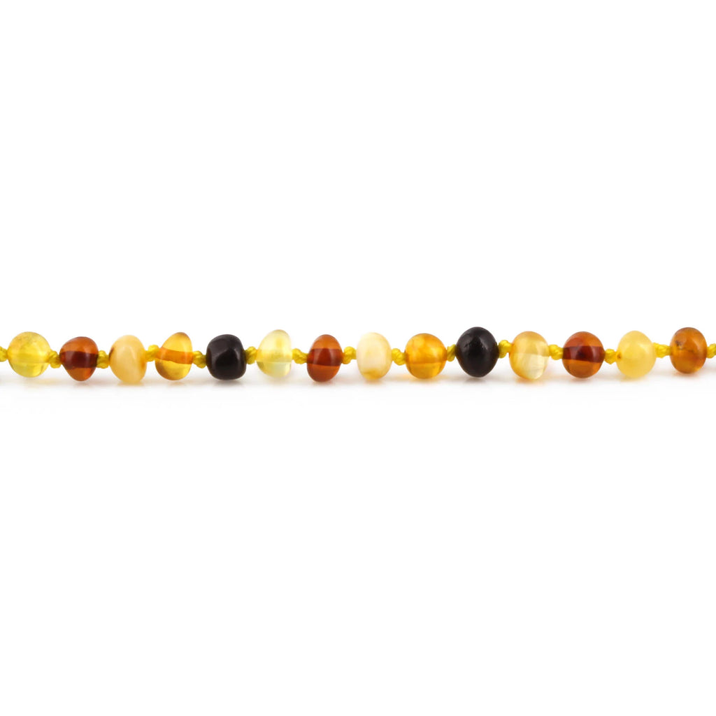 Natural Baltic Amber Junior Bracelet. Baroque Multicolour 5mm - XB54M1