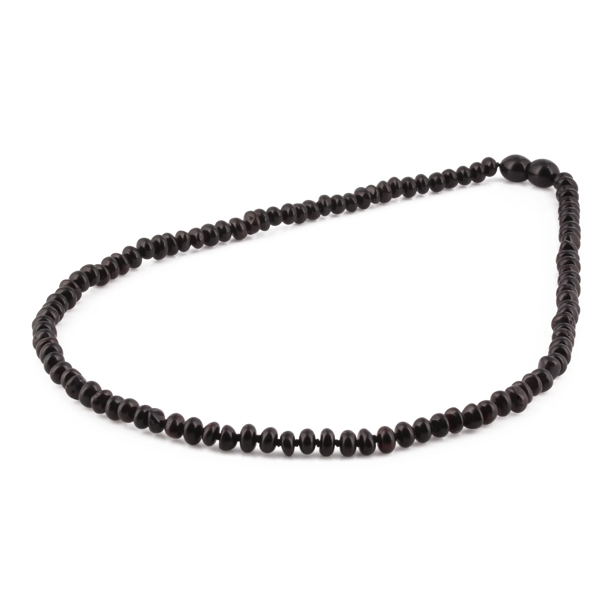 Adult Baltic Amber Necklace. Roundel Black 5mm - XR53B