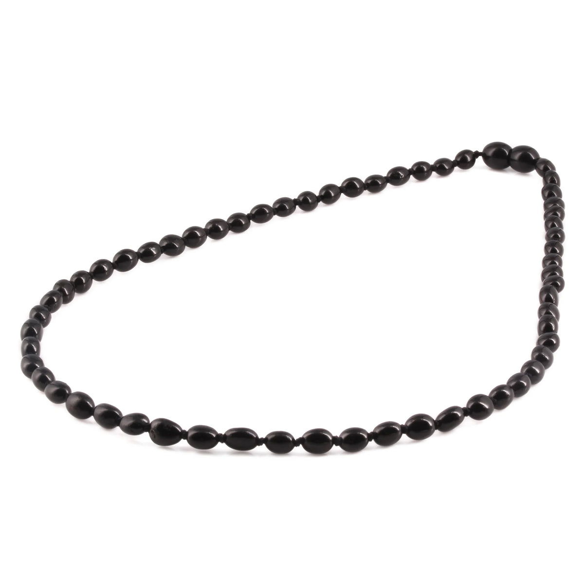 Black Baltic amber olive adult necklace, 45cm