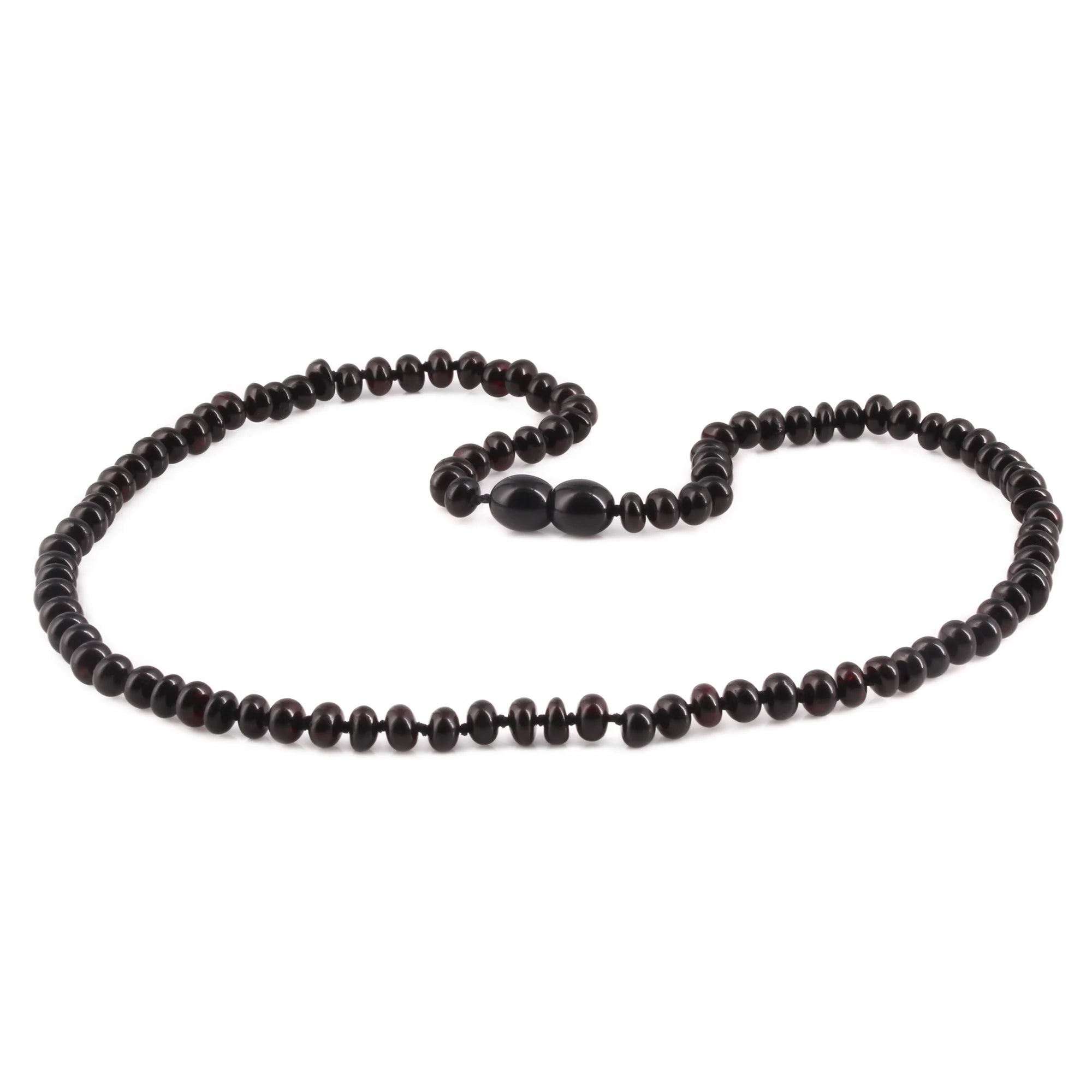 Adult Baltic Amber Necklace. Roundel Black 5mm - XR53B