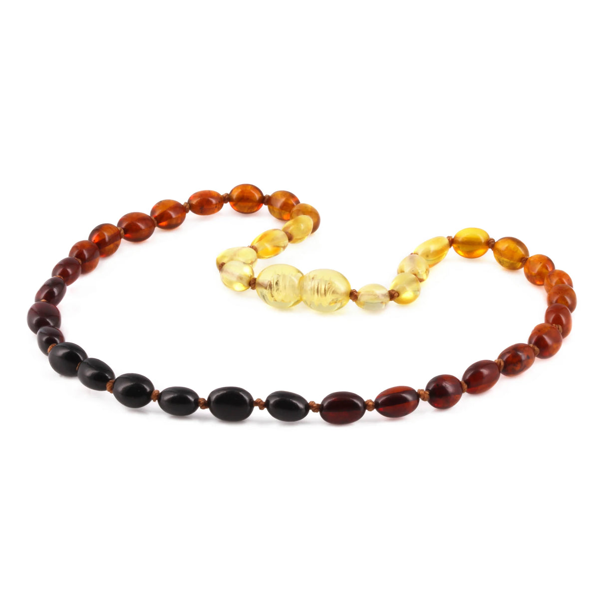 Rainbow Baltic amber olive baby necklace, 32cm