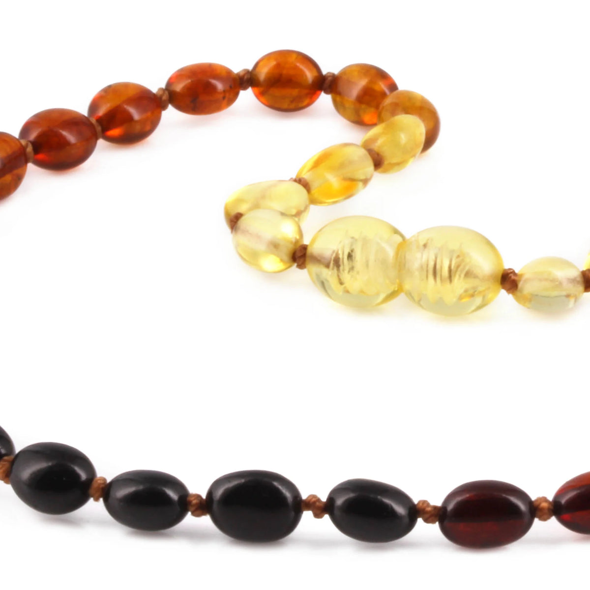 Baltic Amber Teething Necklace. Olive Rainbow 5mm - XO54R1