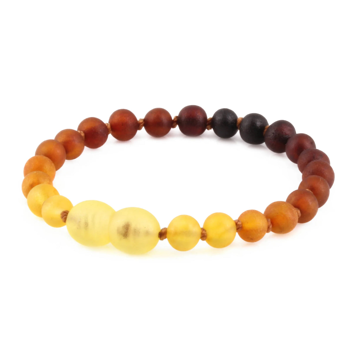 Baltic Amber Teething Bracelet. Baroque Rainbow 5mm - XB54R1M