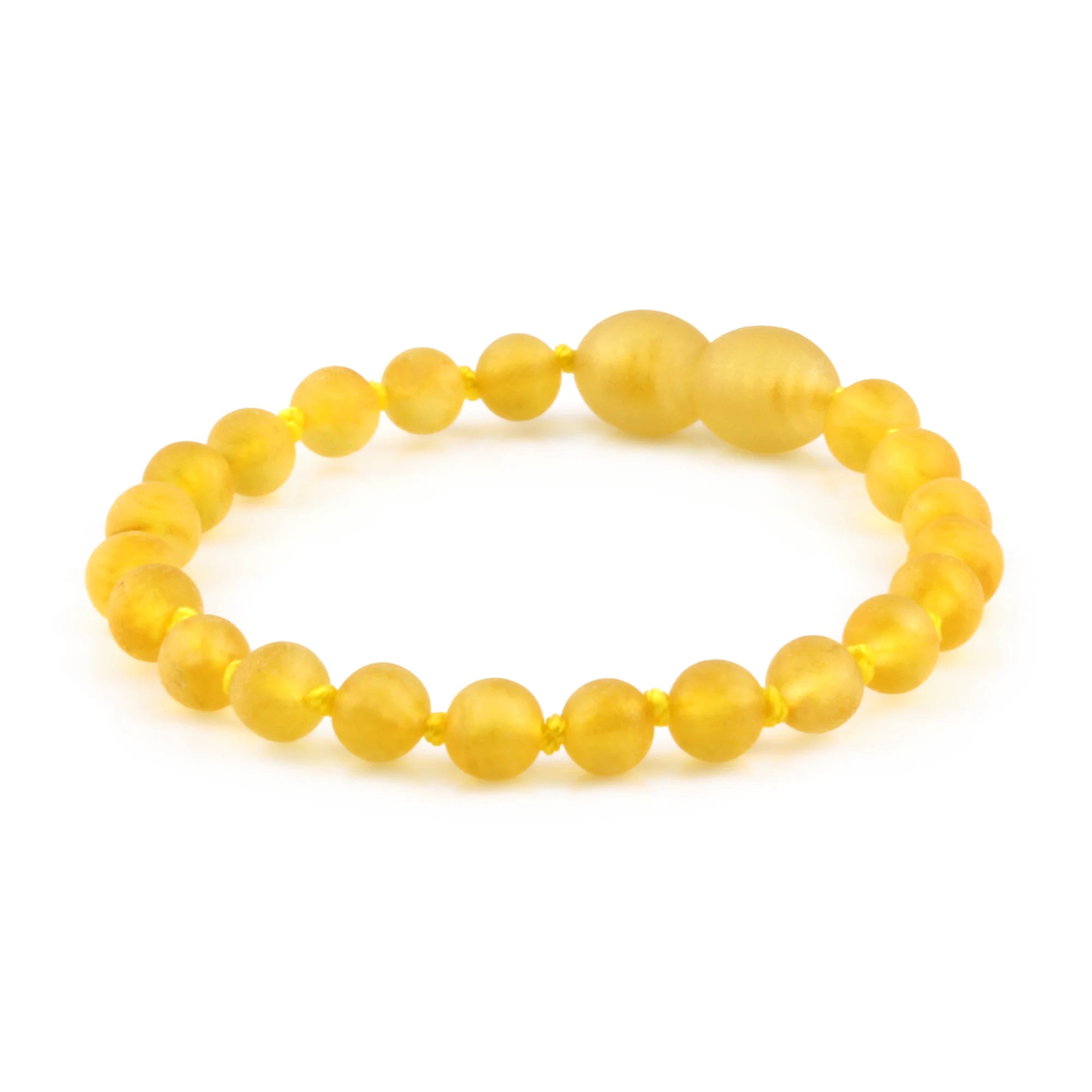 Baltic Amber Teething Bracelet. Baroque Yellow 5mm - XB54YM