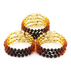Baltic Amber Baby Teething Bracelet Baroque Rainbow Glossy Finish - Wholesale Lot of 10pcs - 14cm / 5.5in - XB54R1