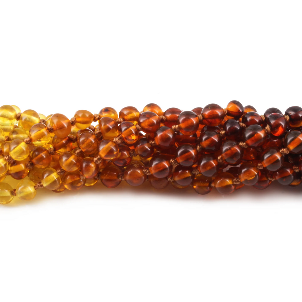 Baltic Amber Baby Teething Bracelet Baroque Rainbow Glossy Finish - Wholesale Lot of 10pcs - 14cm / 5.5in - XB54R1