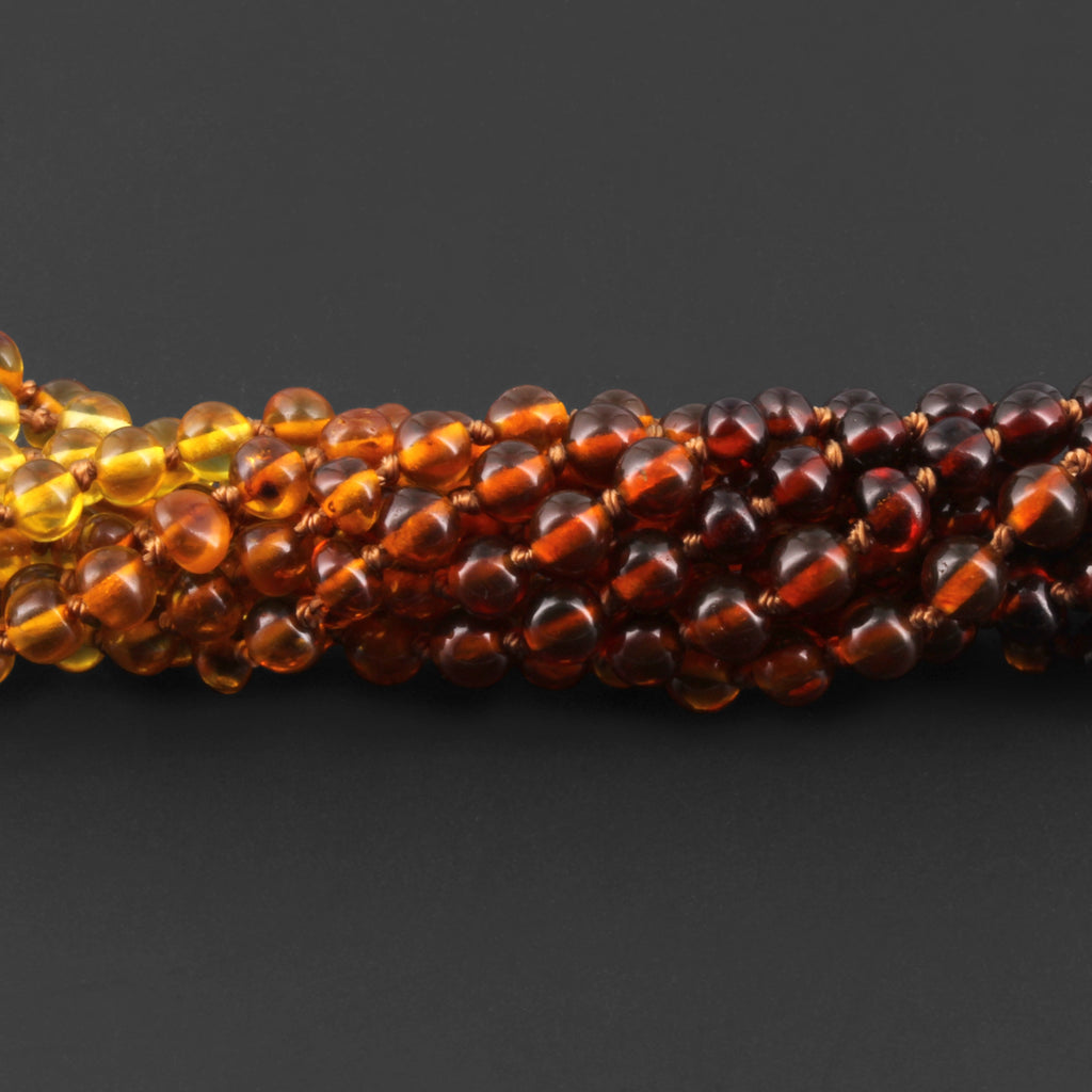 Baltic Amber Baby Teething Bracelet Baroque Rainbow Glossy Finish - Wholesale Lot of 10pcs - 14cm / 5.5in - XB54R1