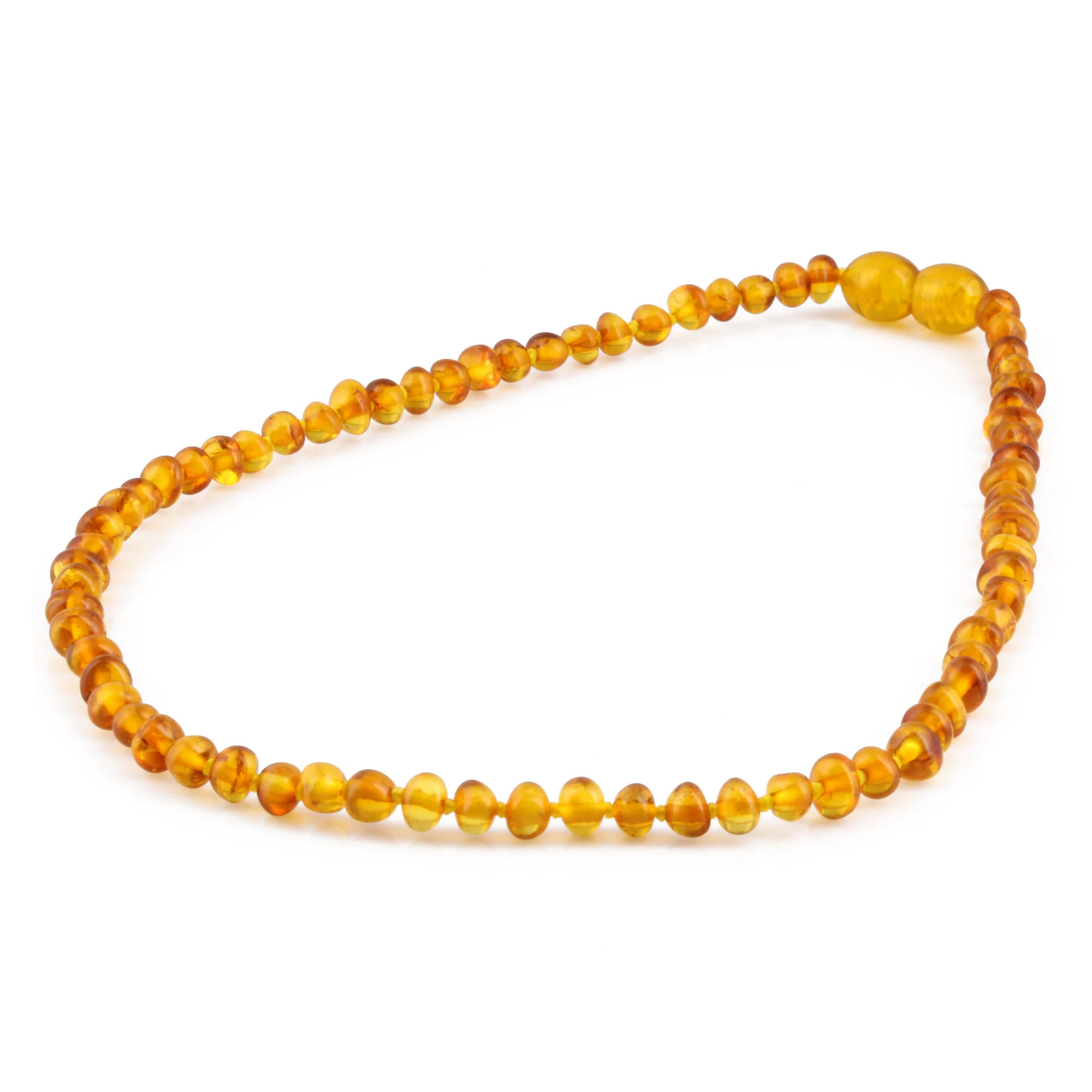 Baltic Amber Teething Necklace. Baroque Light Cognac 4mm - XB43LC