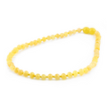 Milky yellow Baltic amber baroque junior necklace, 38cm