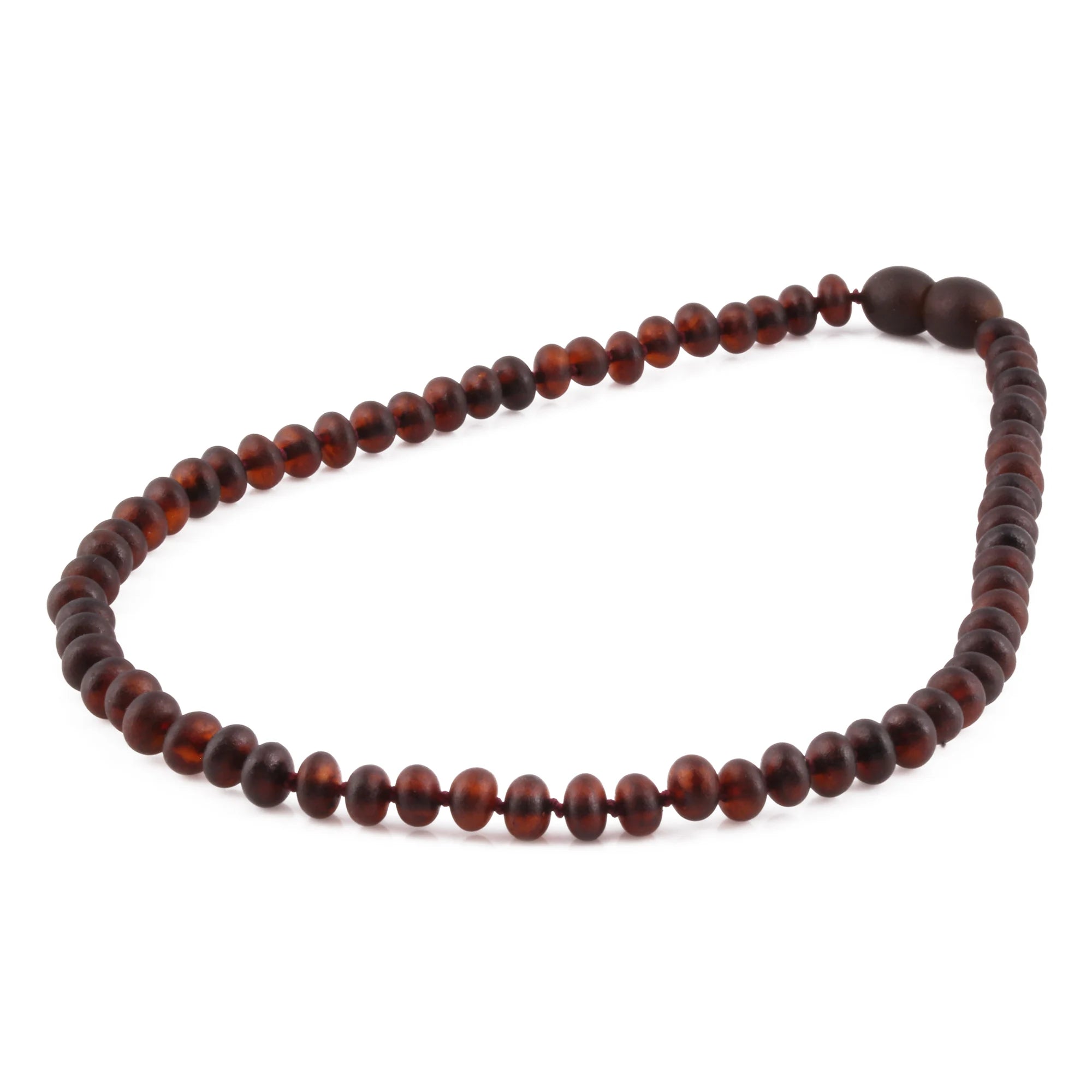 Baltic Amber Teething Necklace. Roundel Dark Cognac 5mm - XR53DCM