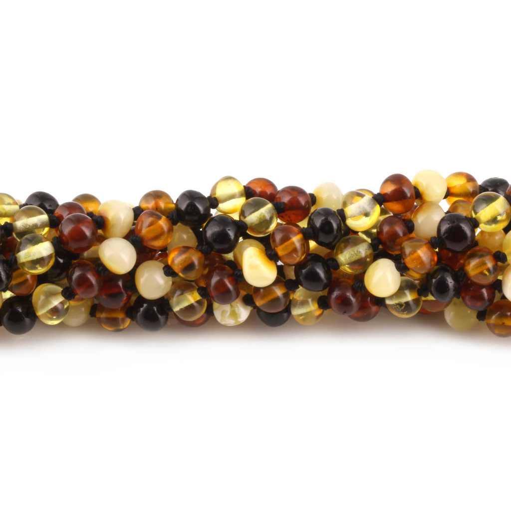 Baltic Amber Baby Teething Necklace Baroque Multicolor Glossy Finish - Wholesale Lot of 10pcs - 32cm / 12.6in - XB54M2