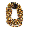Baltic Amber Baby Teething Necklace Baroque Multicolor Glossy Finish - Wholesale Lot of 10pcs - 32cm / 12.6in - XB54M2