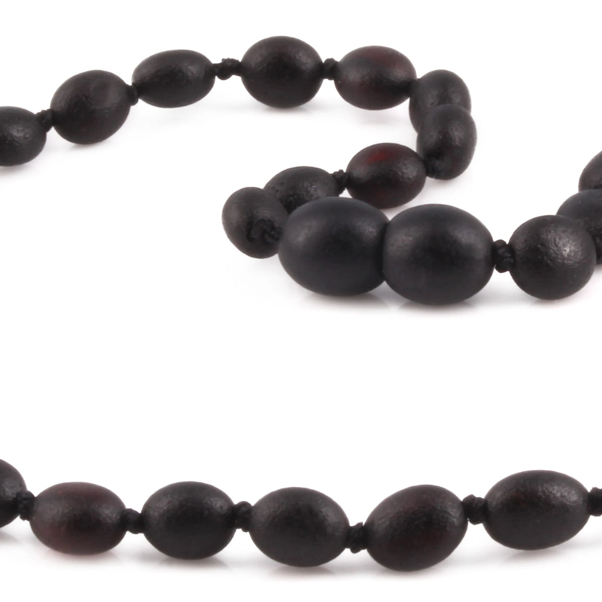 Baltic Amber Teething Necklace. Olive Black 5mm - XO54BM