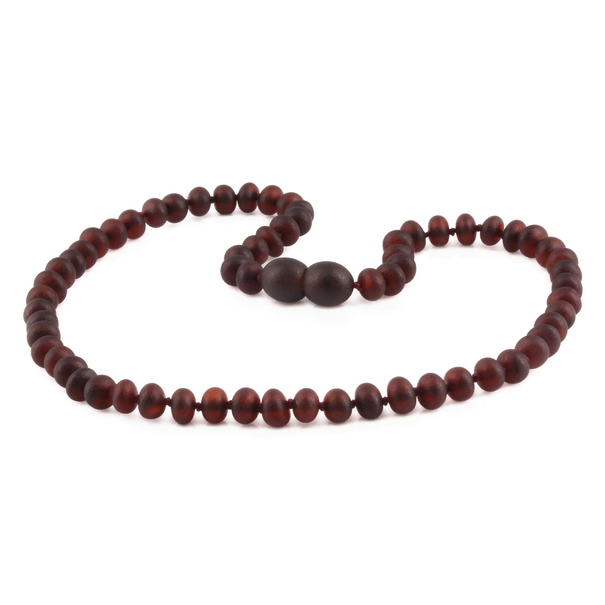Dark cognac Baltic amber roundel baby necklace, 32cm