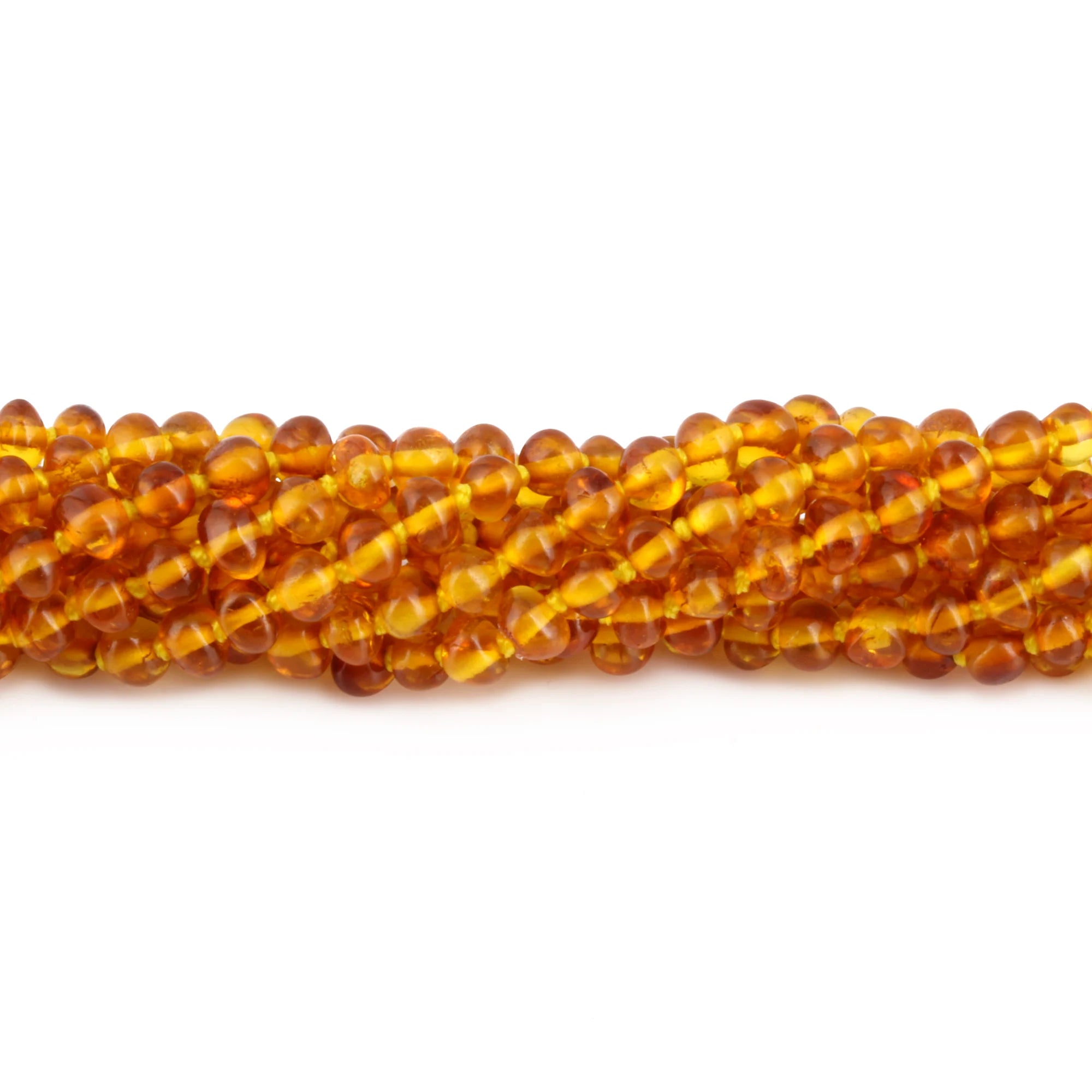 Baltic Amber Baby Teething Necklace Baroque Light Cognac Glossy Finish - Wholesale Lot of 10pcs - 32cm / 12.6in - XB43LC