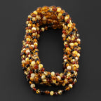 Baltic Amber Baby Teething Necklace Baroque Multicolor Glossy Finish - Wholesale Lot of 10pcs - 32cm / 12.6in - XB54M