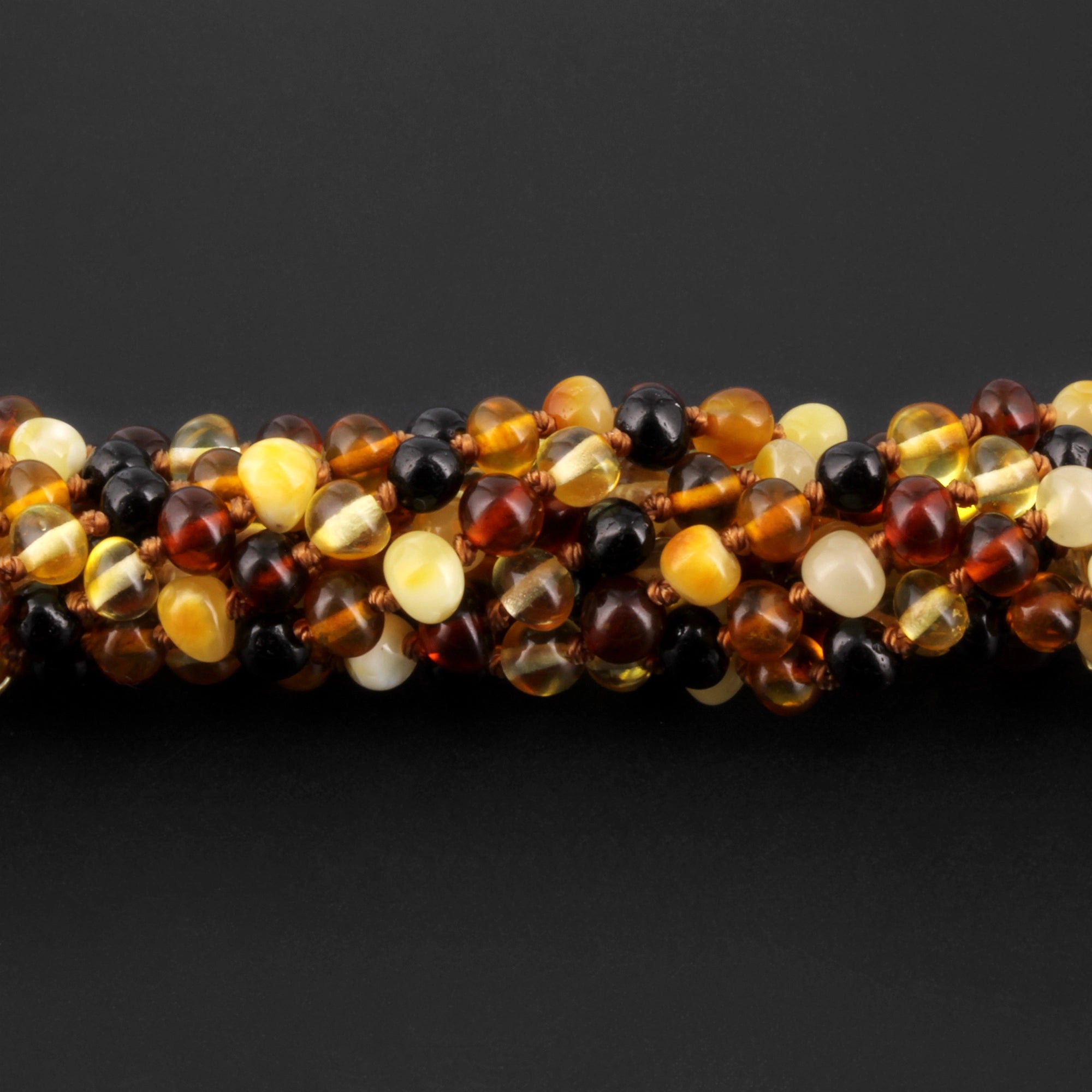 Baltic Amber Baby Teething Necklace Baroque Multicolor Glossy Finish - Wholesale Lot of 10pcs - 32cm / 12.6in - XB54M