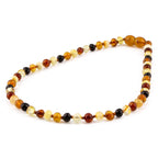 Baltic Amber Baby Teething Necklace Baroque Multicolor Glossy Finish - Wholesale Lot of 10pcs - 32cm / 12.6in - XB54M