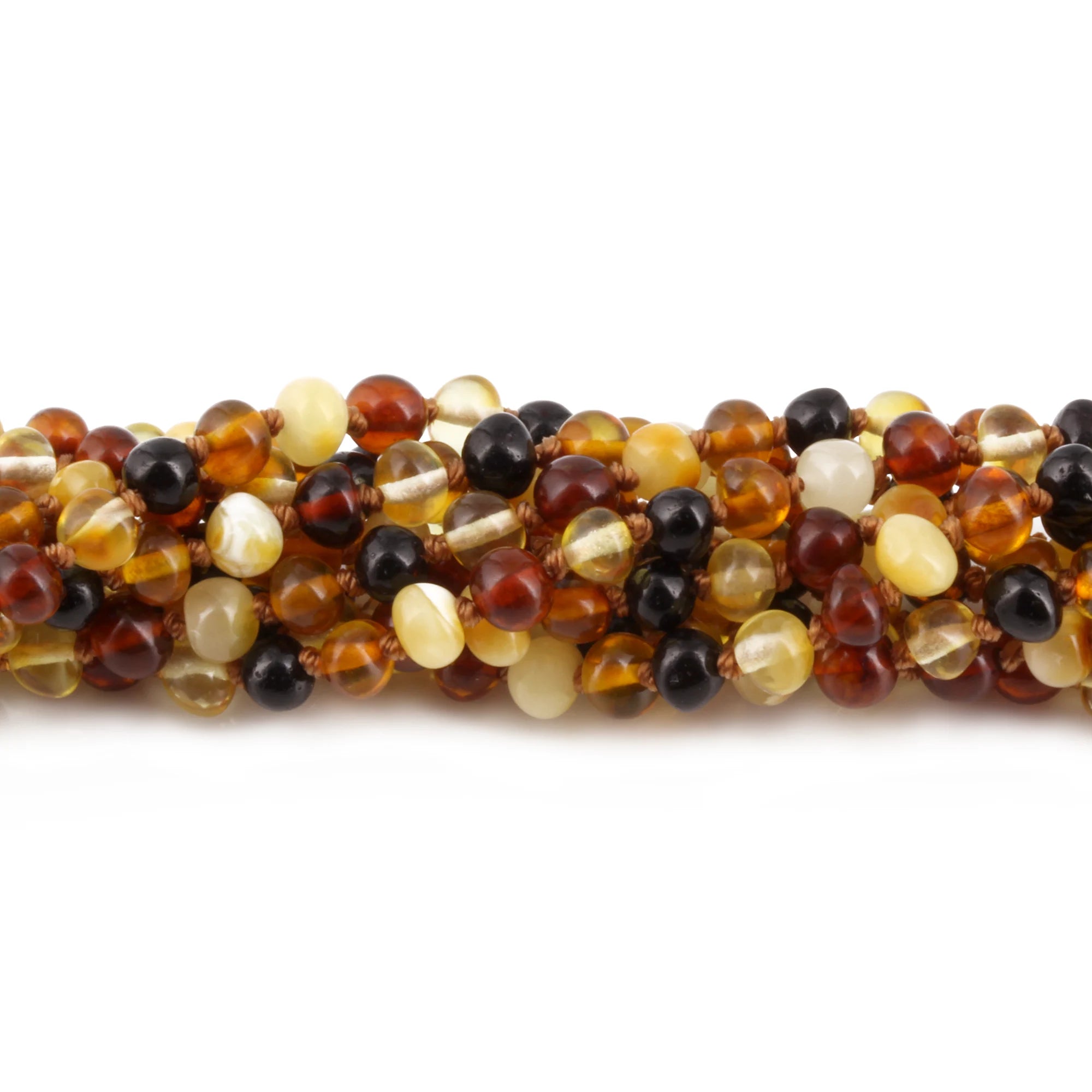 Baltic Amber Baby Teething Necklace Baroque Multicolor Glossy Finish - Wholesale Lot of 10pcs - 32cm / 12.6in - XB54M