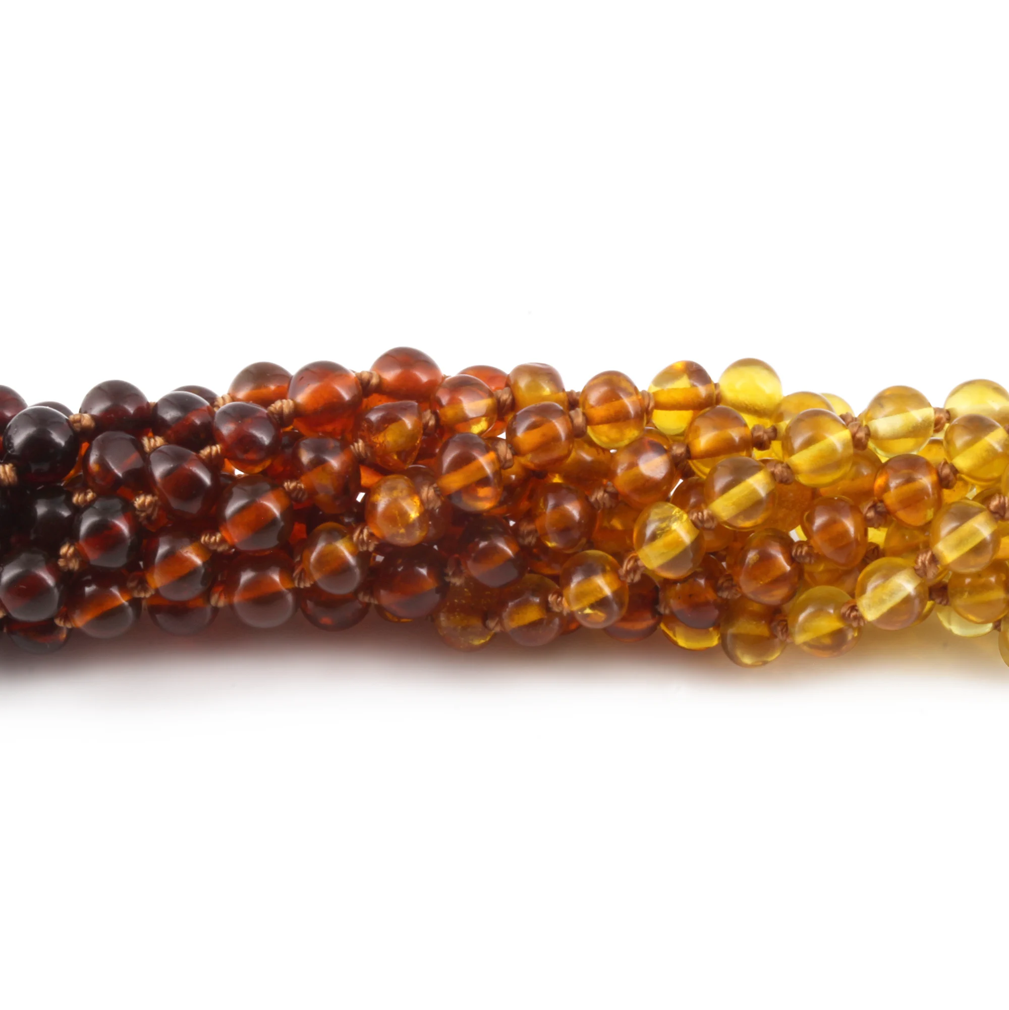 Baltic Amber Baby Teething Necklace Baroque Rainbow Glossy Finish - Wholesale Lot of 10pcs - 32cm / 12.6in - XB54R2
