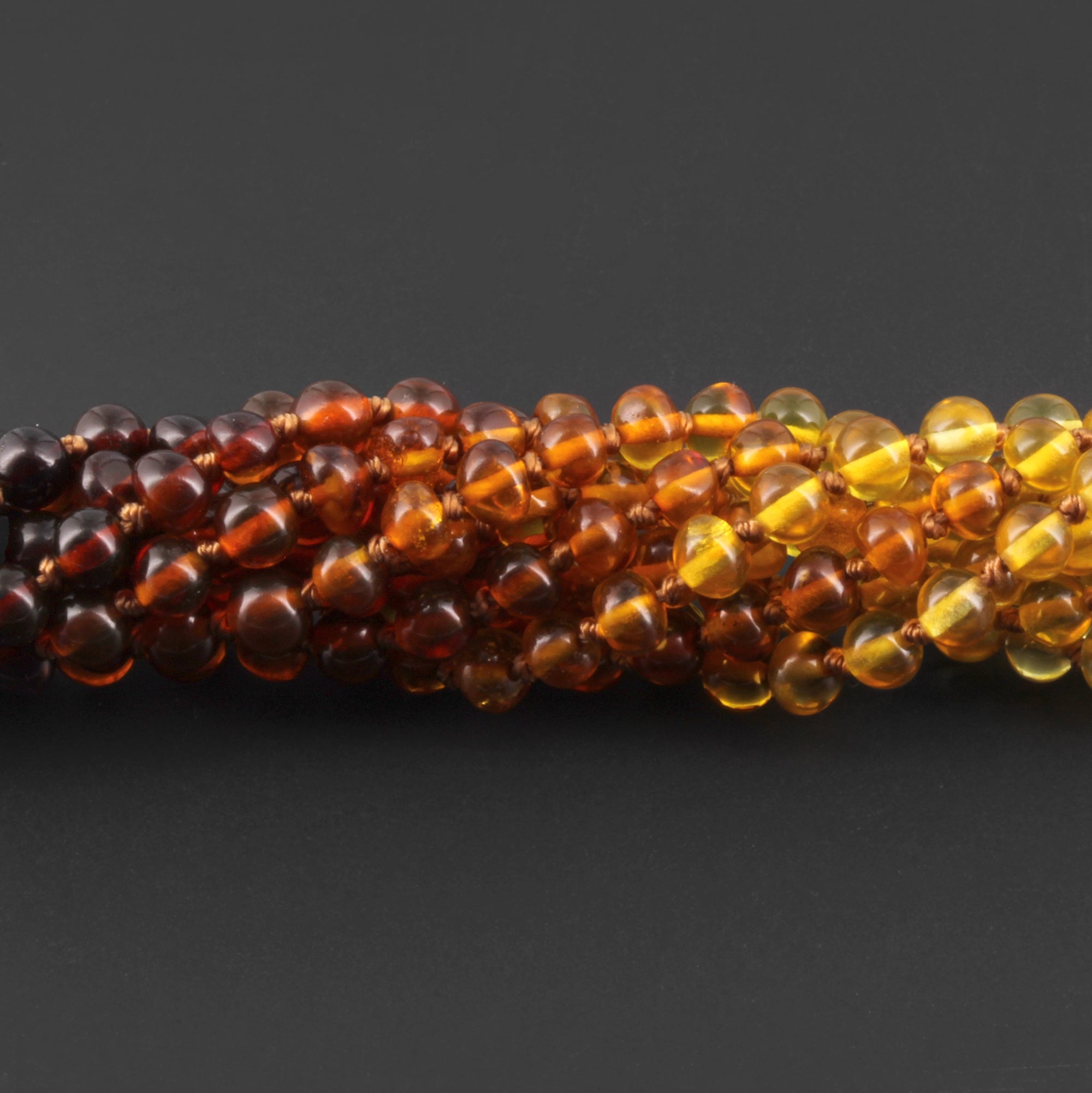 Baltic Amber Baby Teething Necklace Baroque Rainbow Glossy Finish - Wholesale Lot of 10pcs - 32cm / 12.6in - XB54R2