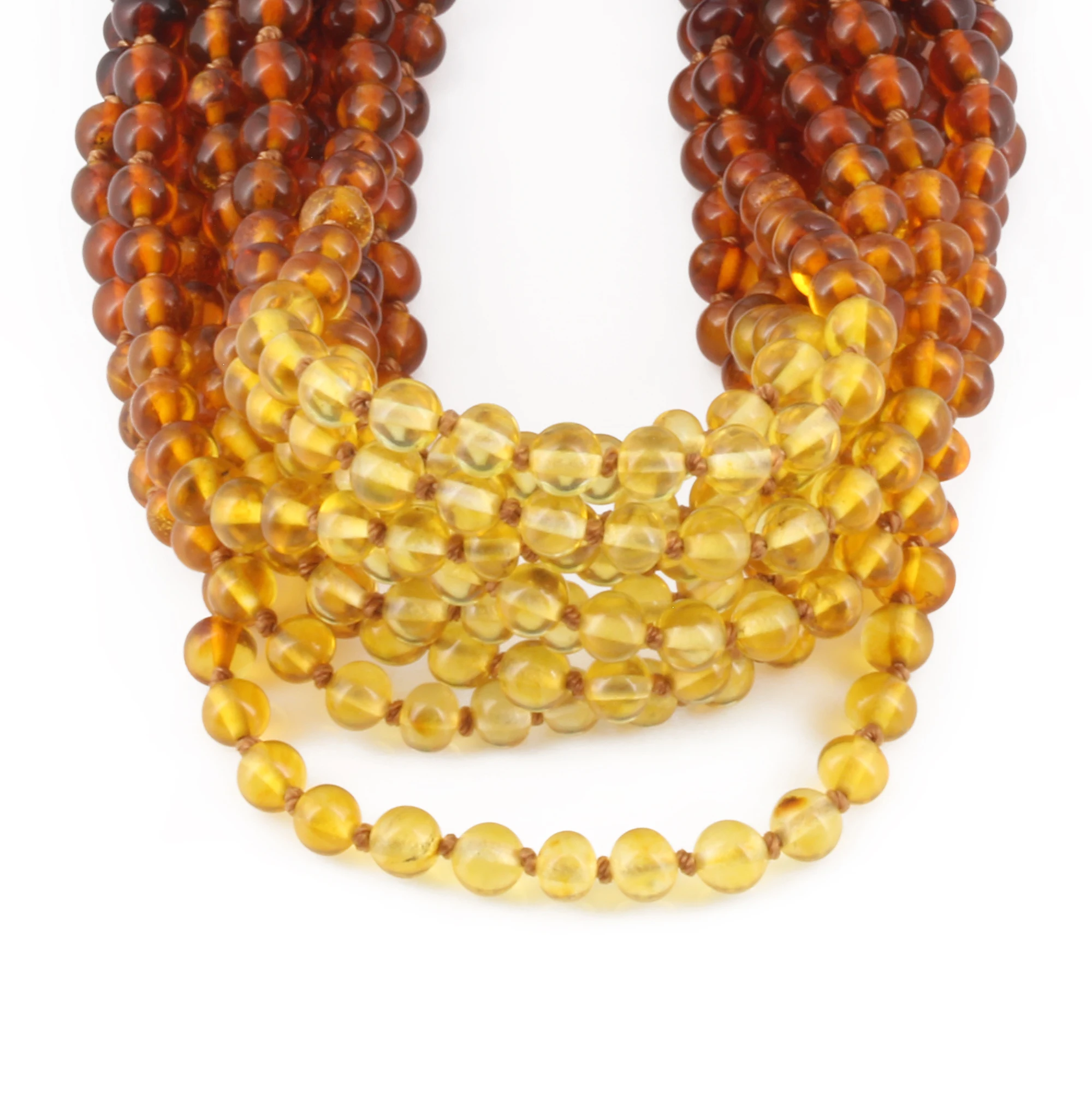 Baltic Amber Baby Teething Necklace Baroque Rainbow Glossy Finish - Wholesale Lot of 10pcs - 32cm / 12.6in - XB54R2