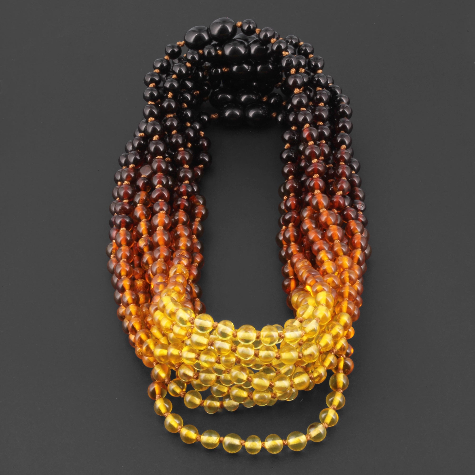 Baltic Amber Baby Teething Necklace Baroque Rainbow Glossy Finish - Wholesale Lot of 10pcs - 32cm / 12.6in - XB54R2