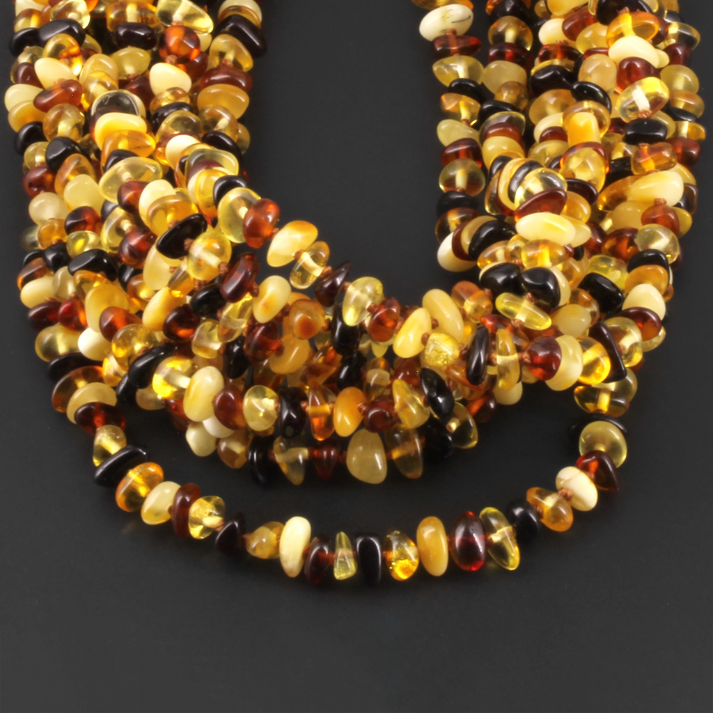 Baltic Amber Baby Teething Necklace Chips Multicolor Glossy Finish - Wholesale Lot of 10pcs - 32cm / 12.6in - CH1