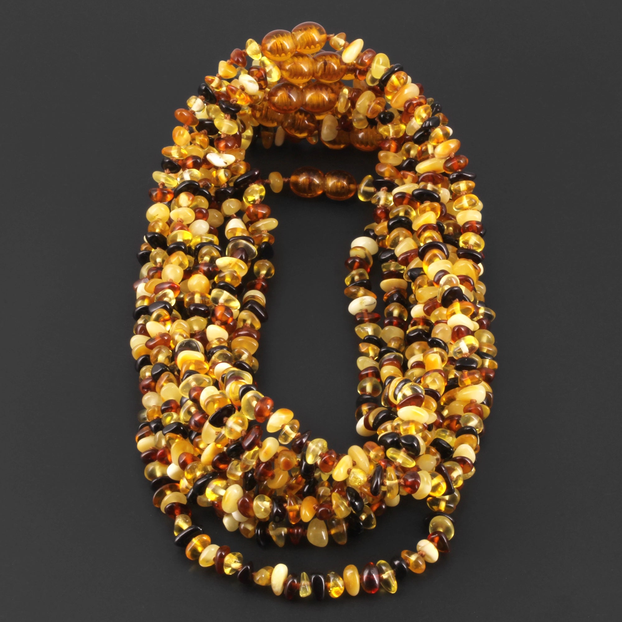 Baltic Amber Baby Teething Necklace Chips Multicolor Glossy Finish - Wholesale Lot of 10pcs - 32cm / 12.6in - CH1
