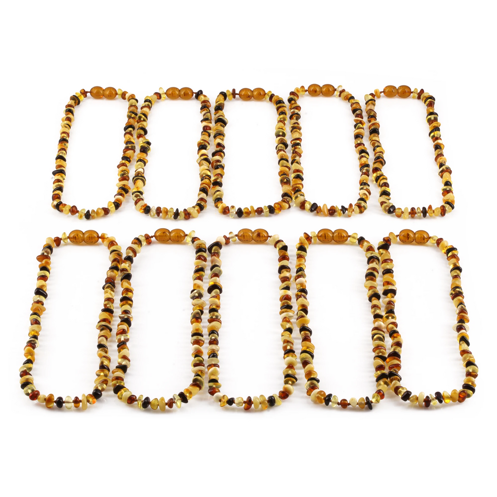 Baltic Amber Baby Teething Necklace Chips Multicolor Glossy Finish - Wholesale Lot of 10pcs - 32cm / 12.6in - CH1