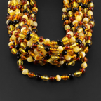 Baltic Amber Baby Teething Necklace Baroque Multicolor Glossy Finish - Wholesale Lot of 10pcs - 32cm / 12.6in - XB54M1