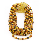 Baltic Amber Baby Teething Necklace Baroque Multicolor Glossy Finish - Wholesale Lot of 10pcs - 32cm / 12.6in - XB54M1