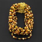 Baltic Amber Baby Teething Necklace Baroque Multicolor Glossy Finish - Wholesale Lot of 10pcs - 32cm / 12.6in - XB54M1