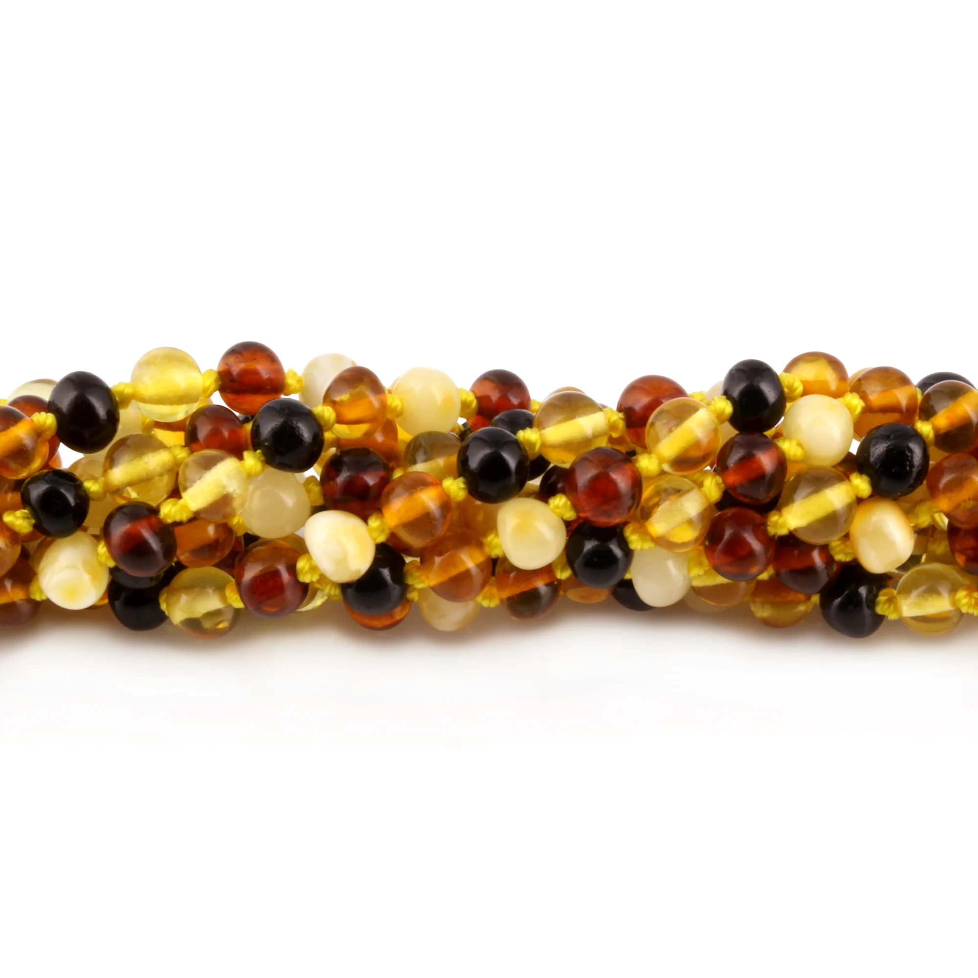 Baltic Amber Baby Teething Necklace Baroque Multicolor Glossy Finish - Wholesale Lot of 10pcs - 32cm / 12.6in - XB54M1