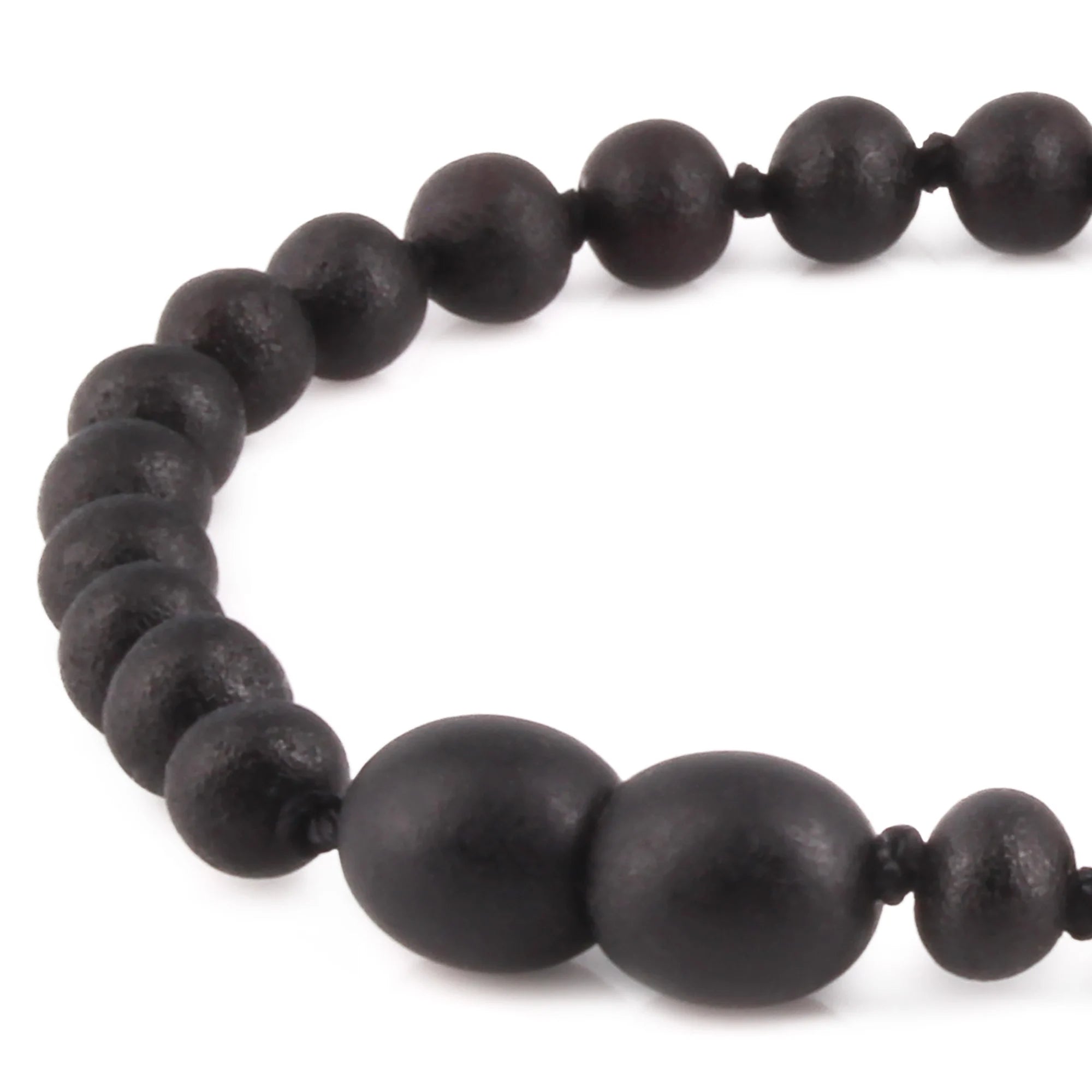 Natural Baltic Amber Junior Bracelet. Baroque Black 5mm - XB54BM